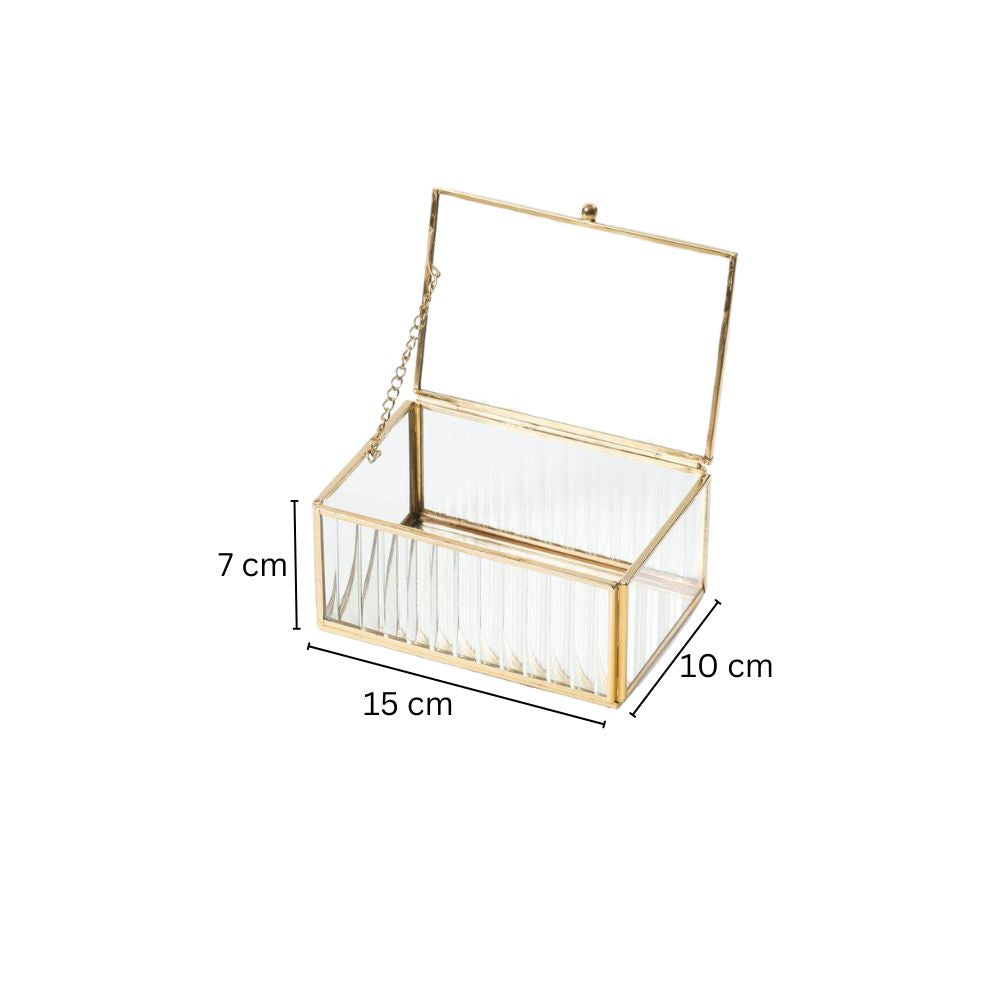 Eva Glass Jewellery Box Medium - Gold