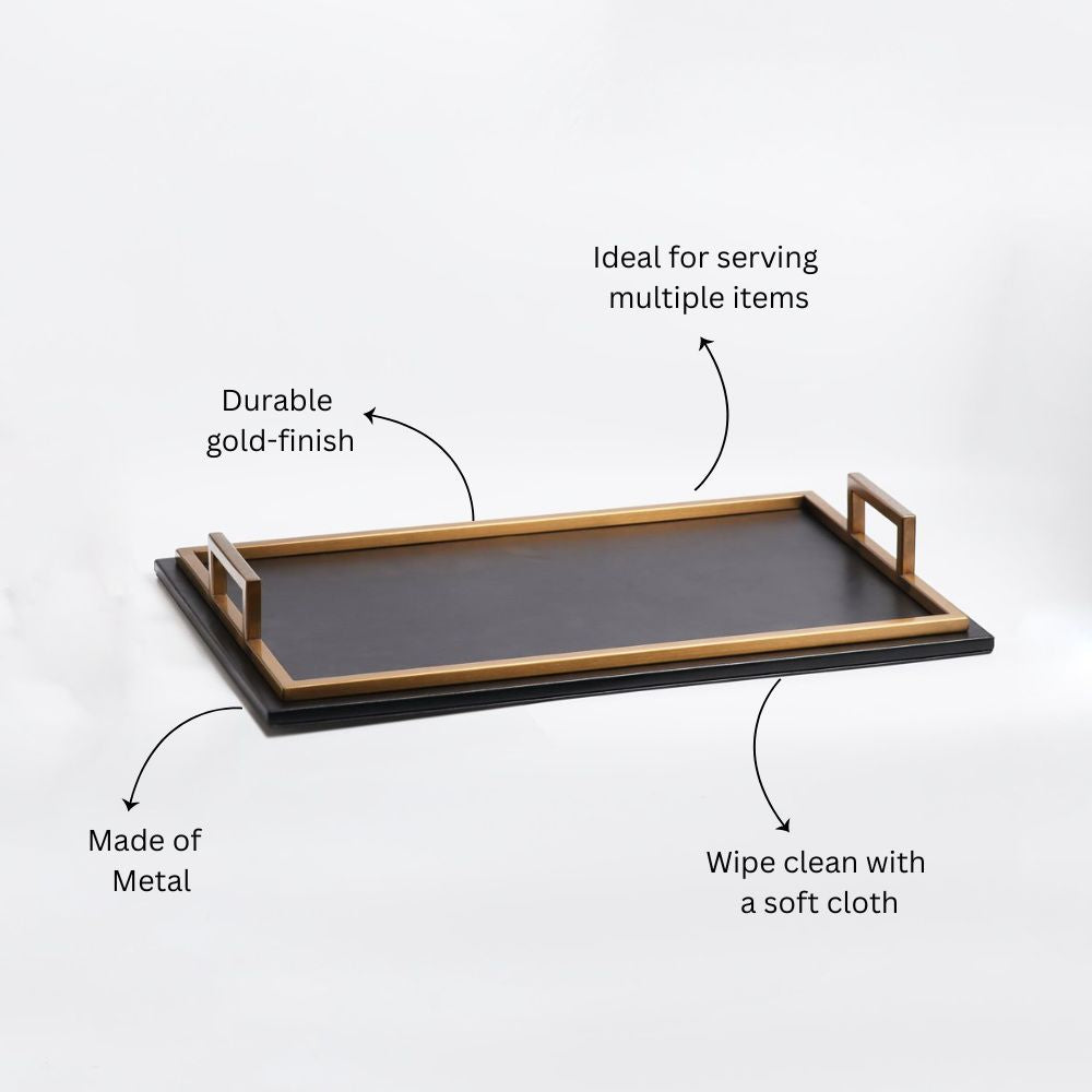 Everly Serving Tray - Black & Gold