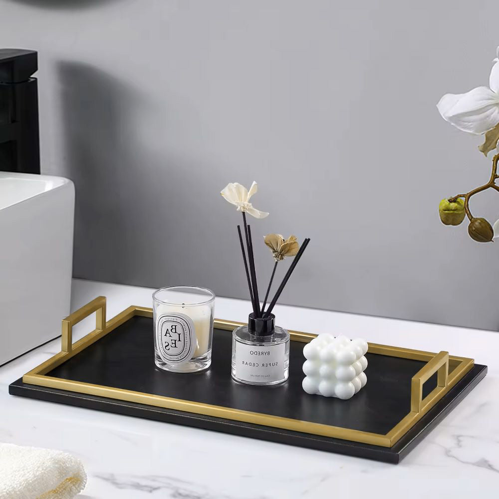 Everly Serving Tray - Black & Gold