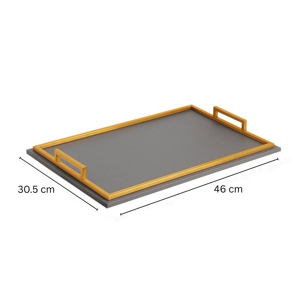 Everly Serving Tray - Dark Grey & Gold