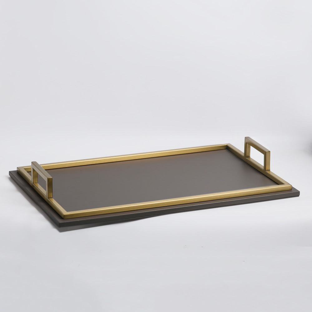 Everly Serving Tray - Dark Grey & Gold