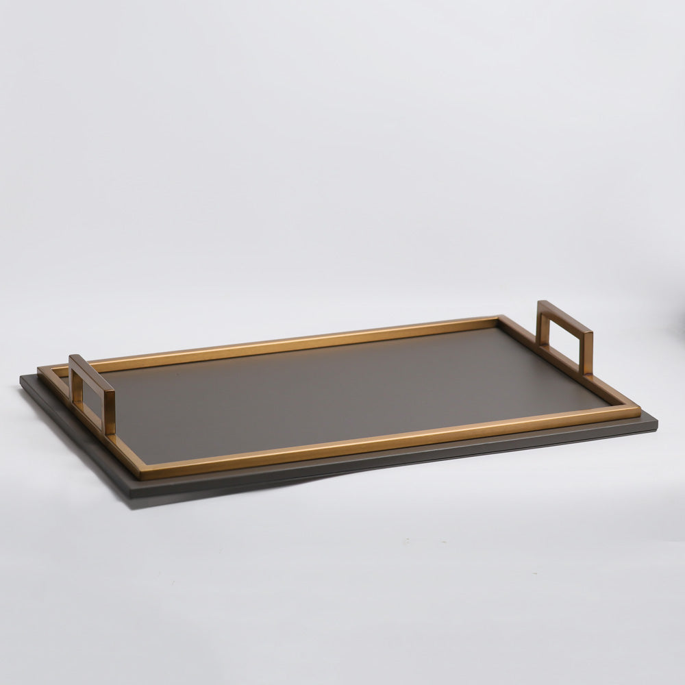 Everly Serving Tray - Grey & Dull Gold
