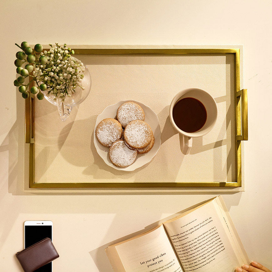 Everly Serving Tray - Ivory & Gold