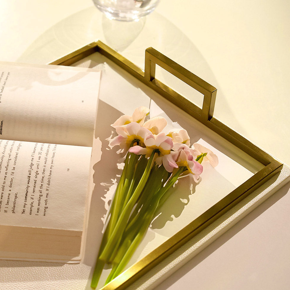 Everly Serving Tray - Ivory & Dull Gold