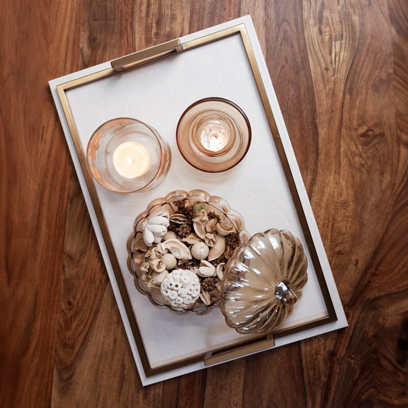 Everly Serving Tray - Ivory & Dull Gold