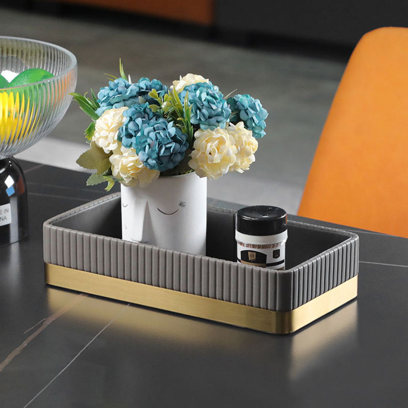 Everly Valet Tray - Dark Grey & Gold