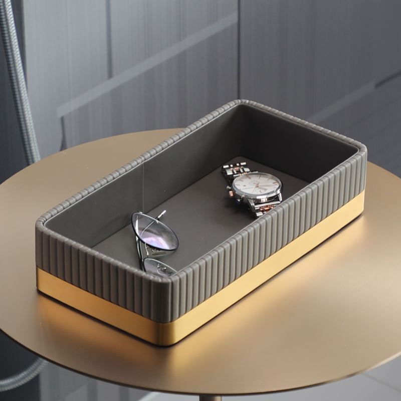 Everly Valet Tray - Dark Grey & Gold