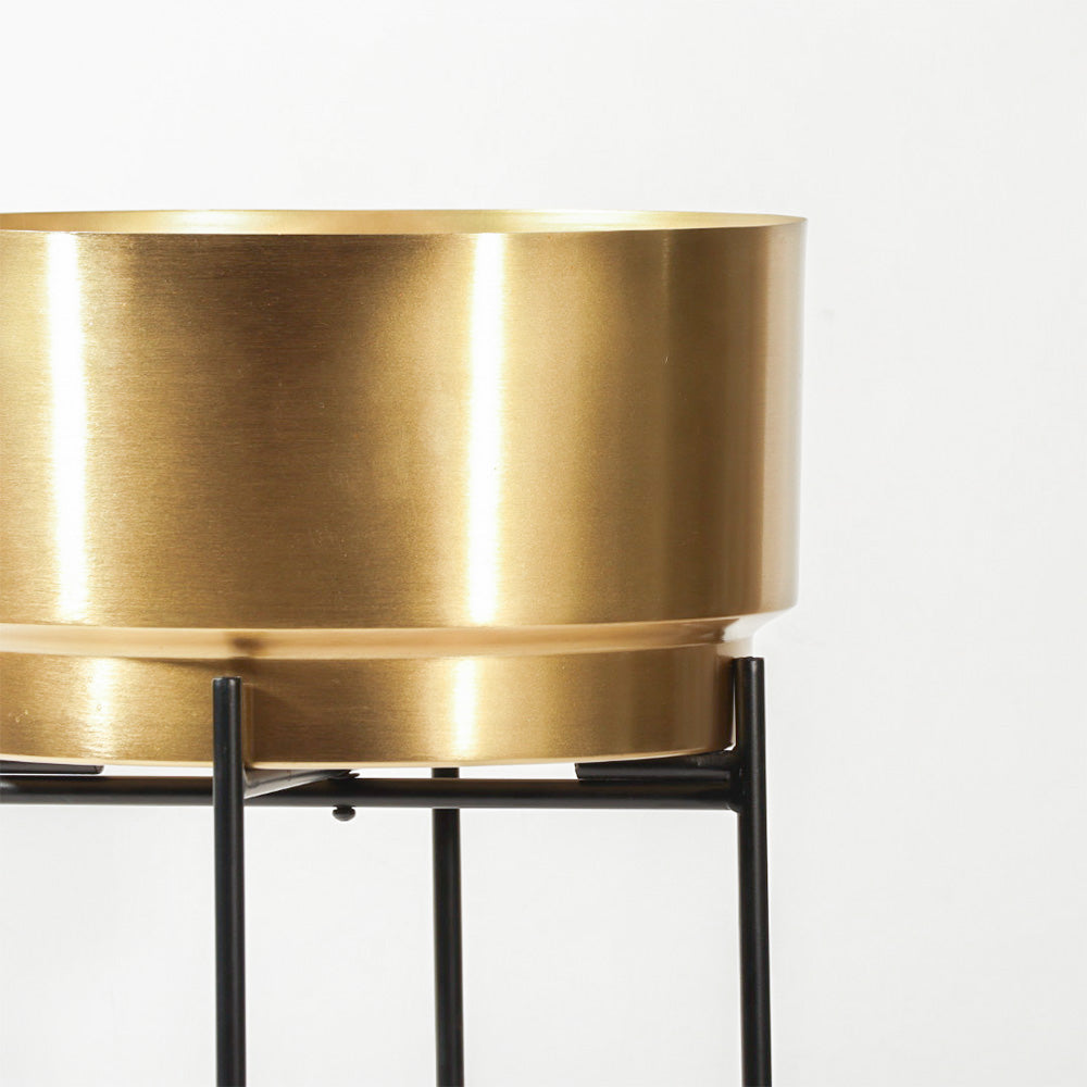 Eze Planter with Folding Stand Short - Gold Black