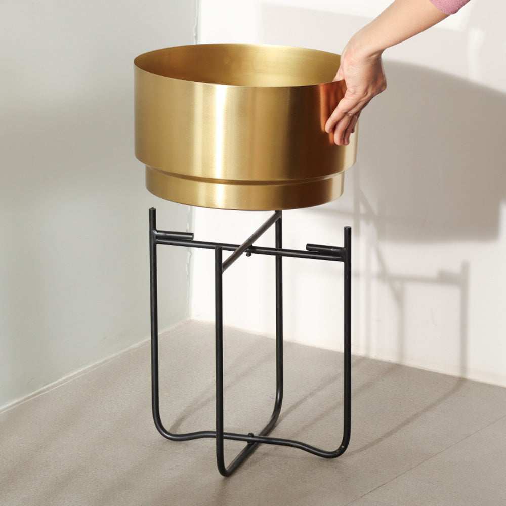 Eze Planter with Folding Stand Short - Gold Black
