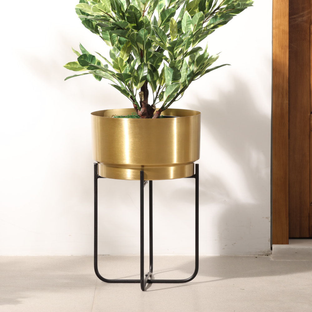 Eze Planter with Folding Stand Short - Gold Black