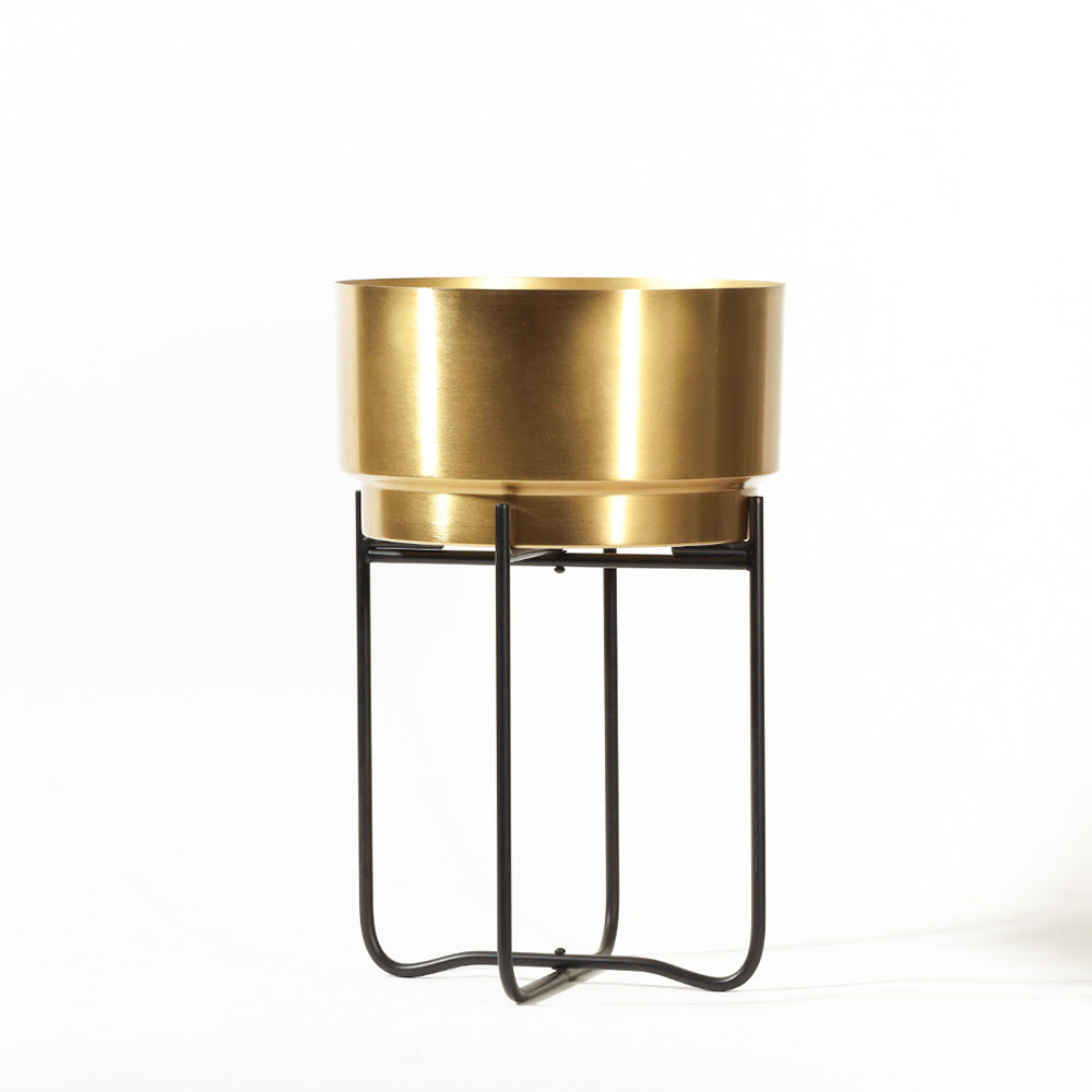 Eze Planter with Folding Stand Short - Gold Black