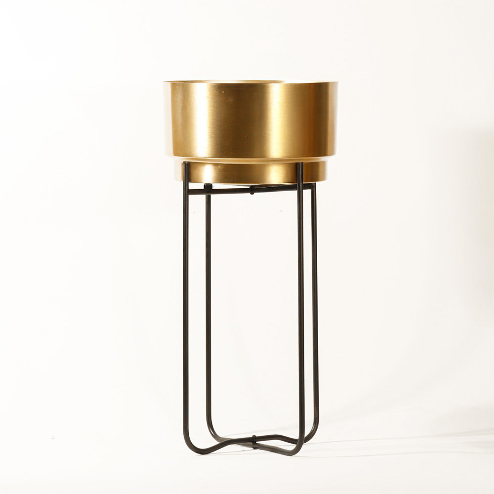 Eze Planter with Folding Stand Tall - Gold Black