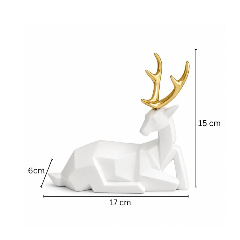 Faceted Sitting Antler Decorative Sculpture - White