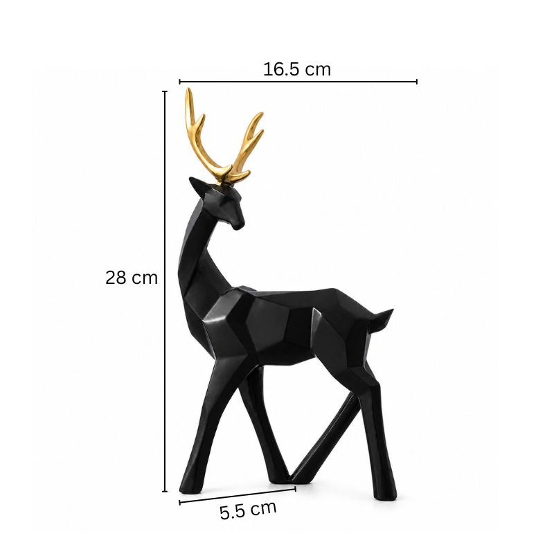 Faceted Standing Antler Decorative Sculpture - Black