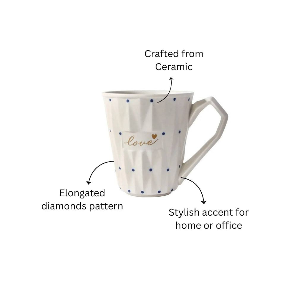 Faceted Ceramic Coffee Mug - Love