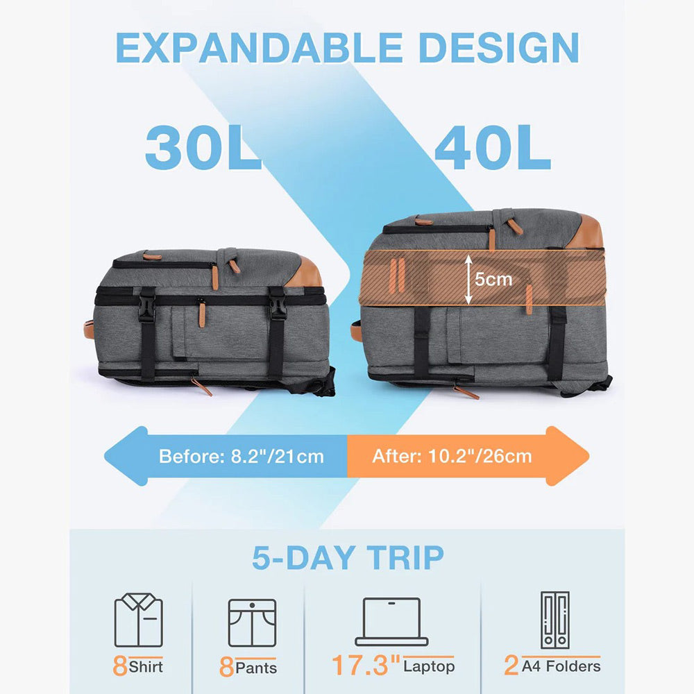 Falco Expandable Travel Backpack 40L - Grey