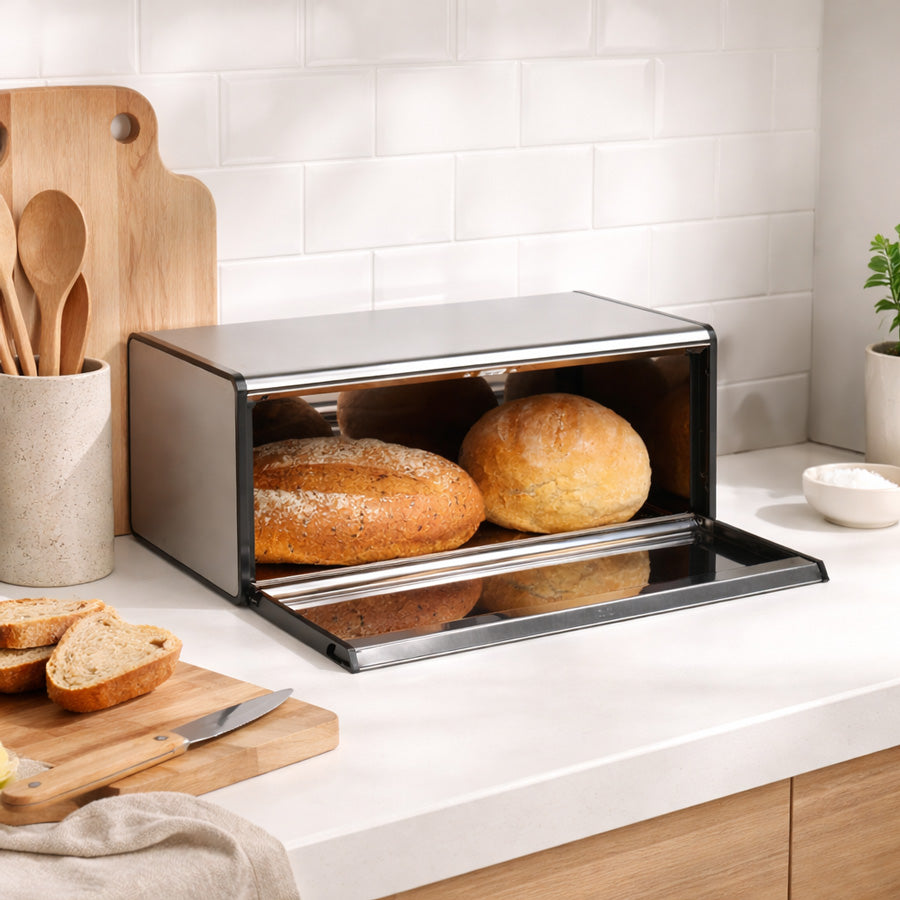 Fall Front Bread Bin - Matte Steel