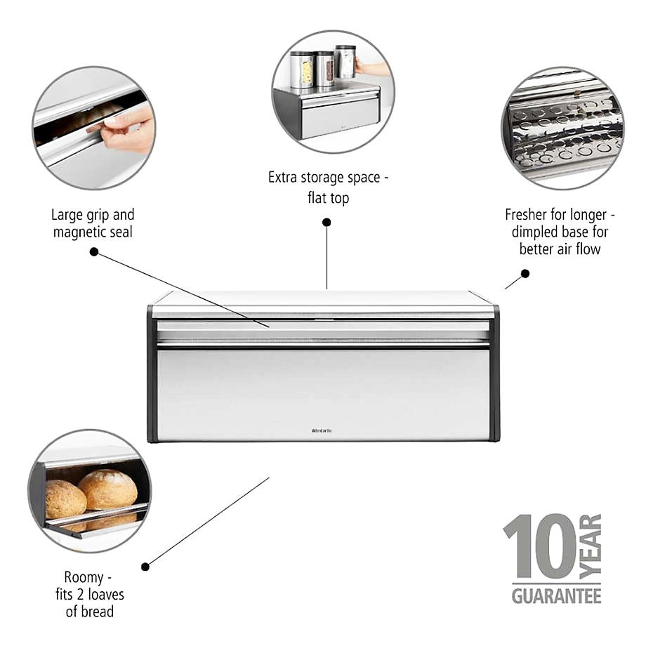 Fall Front Bread Bin - Matte Steel