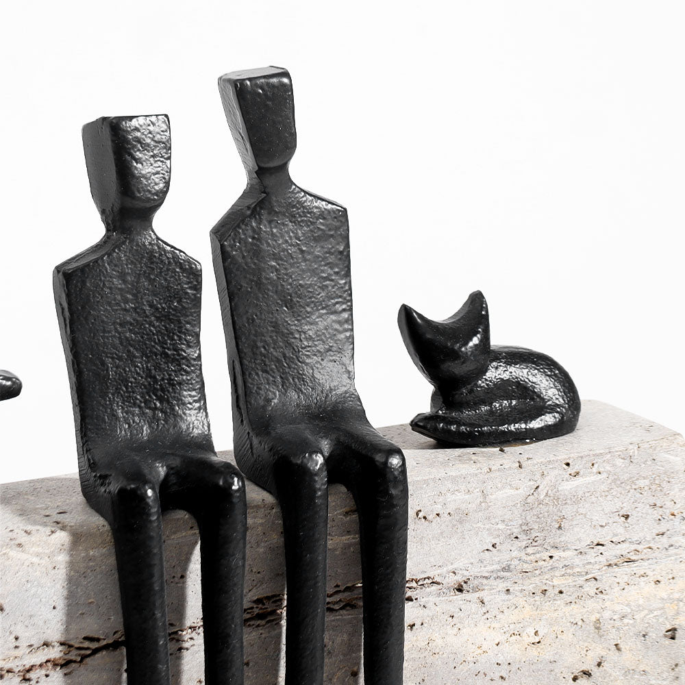 Familia Metal & Marble Sculpture Large - Grey Black