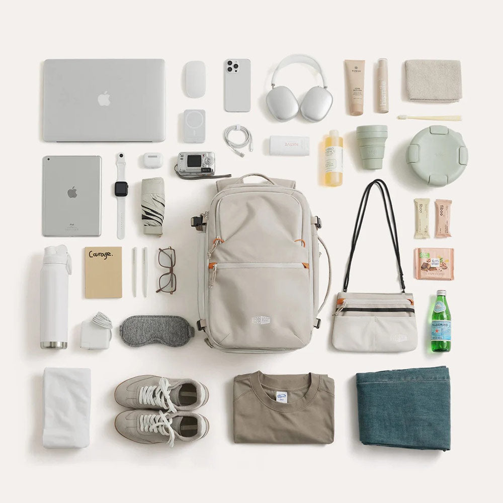 Faro Travel Backpack With Pouch - Off White