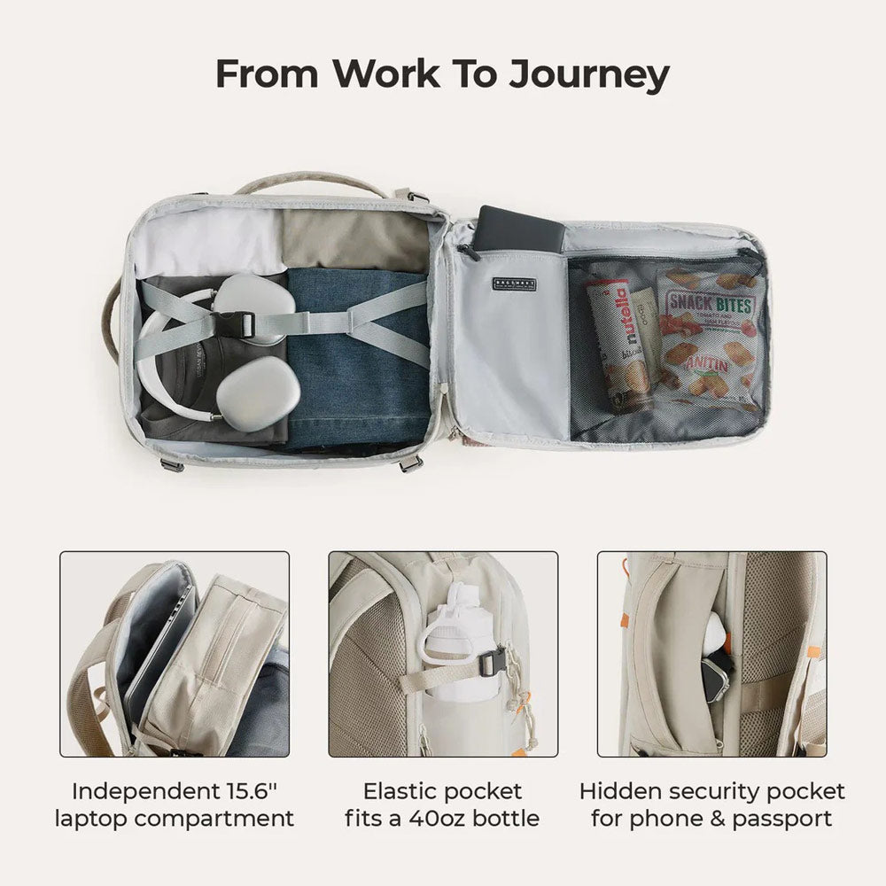 Faro Travel Backpack With Pouch - Off White