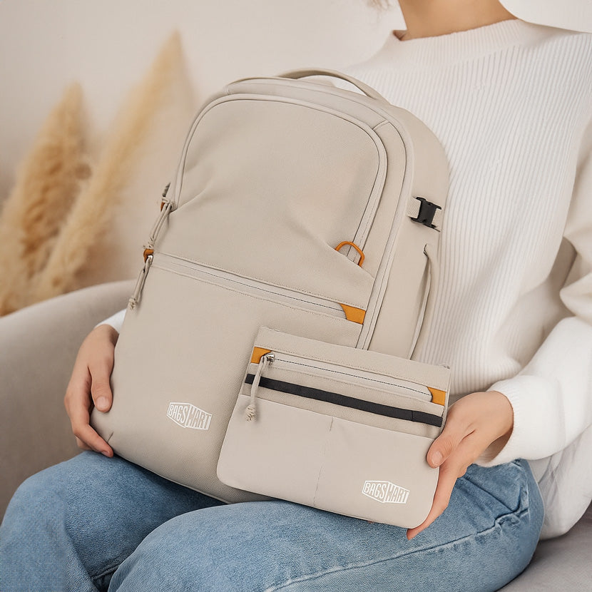 Faro Travel Backpack With Pouch - Off White