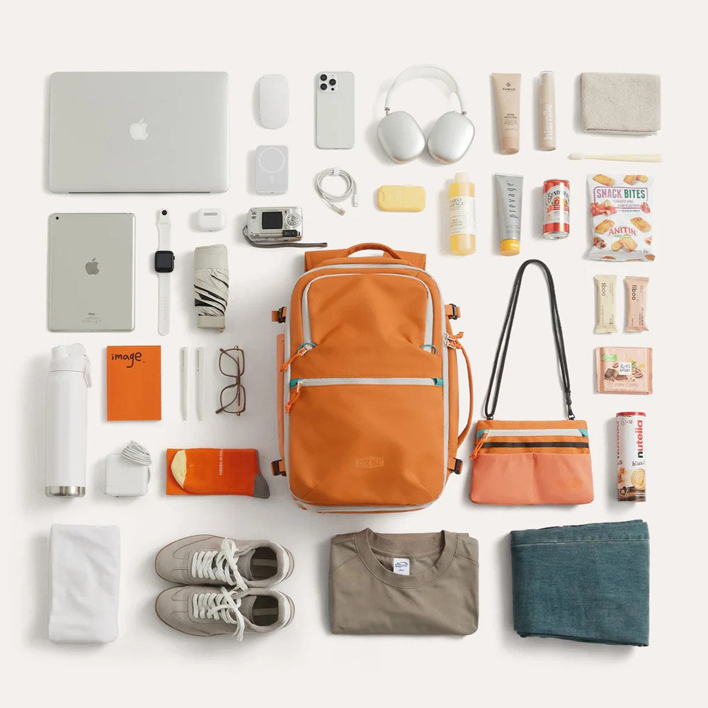 Faro Travel Backpack With Pouch - Rust Orange