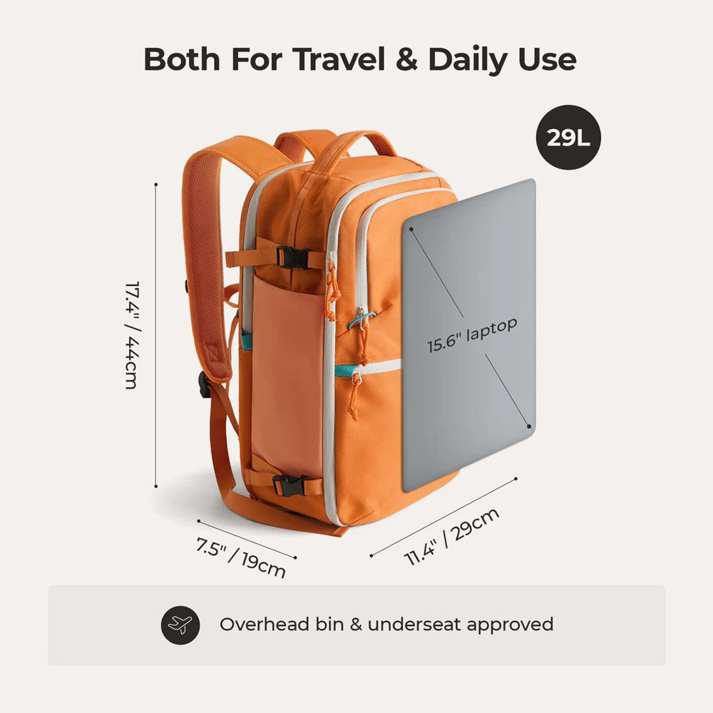 Faro Travel Backpack With Pouch - Rust Orange
