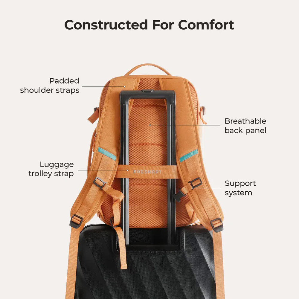 Faro Travel Backpack With Pouch - Rust Orange