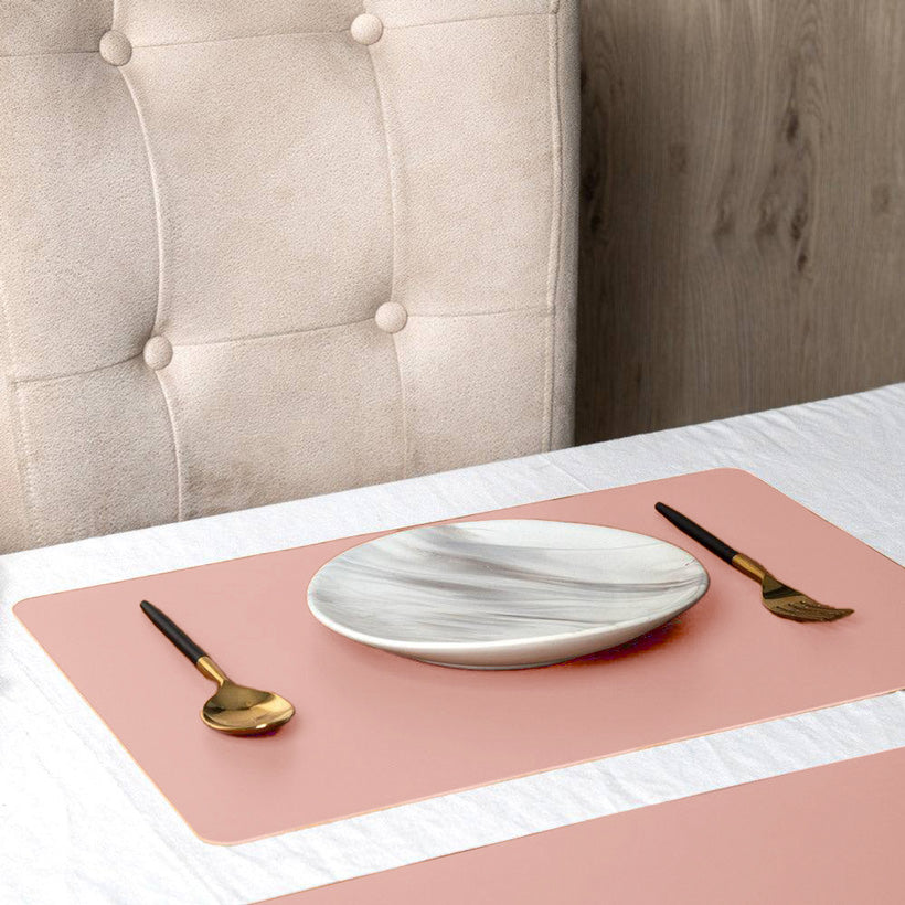 Faux Leather Rectangular Placemats, Set of 2 - Pink
