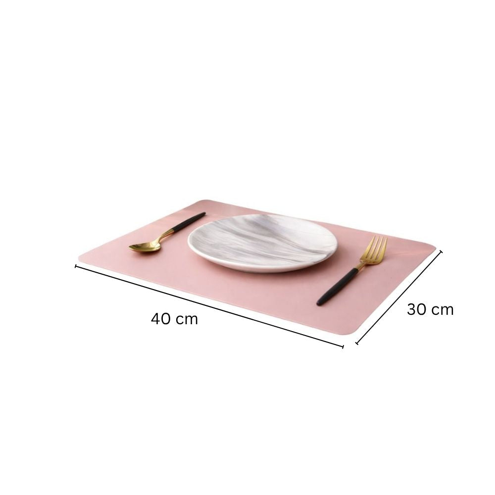 Faux Leather Rectangular Placemats, Set of 2 - Pink