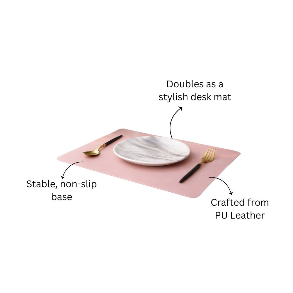 Faux Leather Rectangular Placemats, Set of 2 - Pink