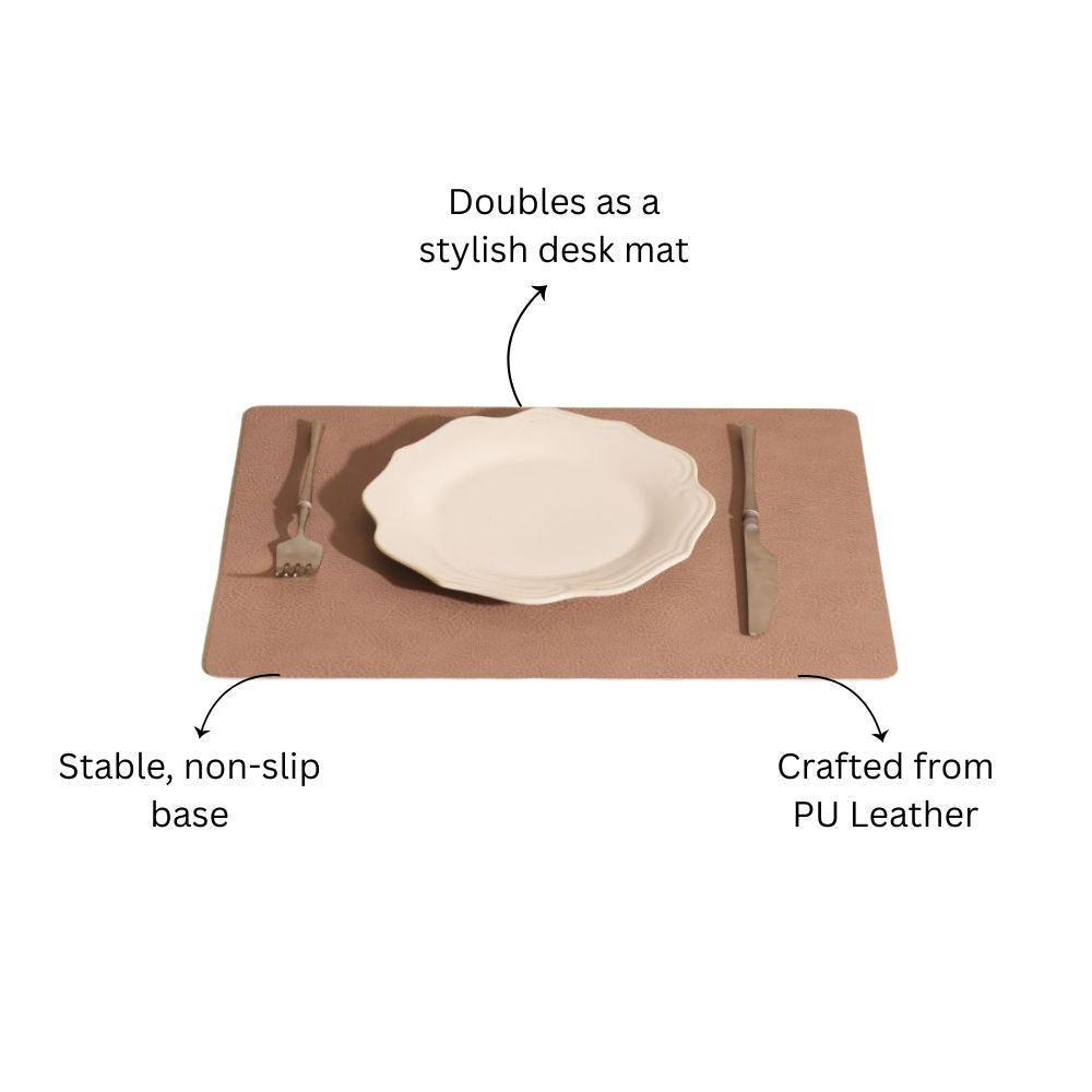 Faux Leather Rectangular Placemats, Set of 2 - Taupe