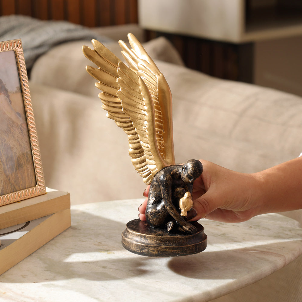 Feather Friends Sculpture Medium - Charcoal Gold