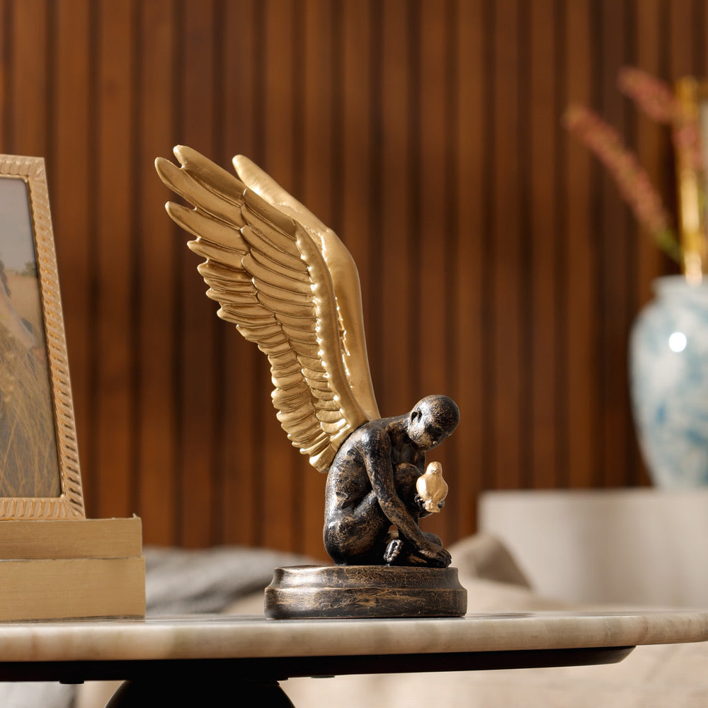 Feather Friends Sculpture Medium - Charcoal Gold