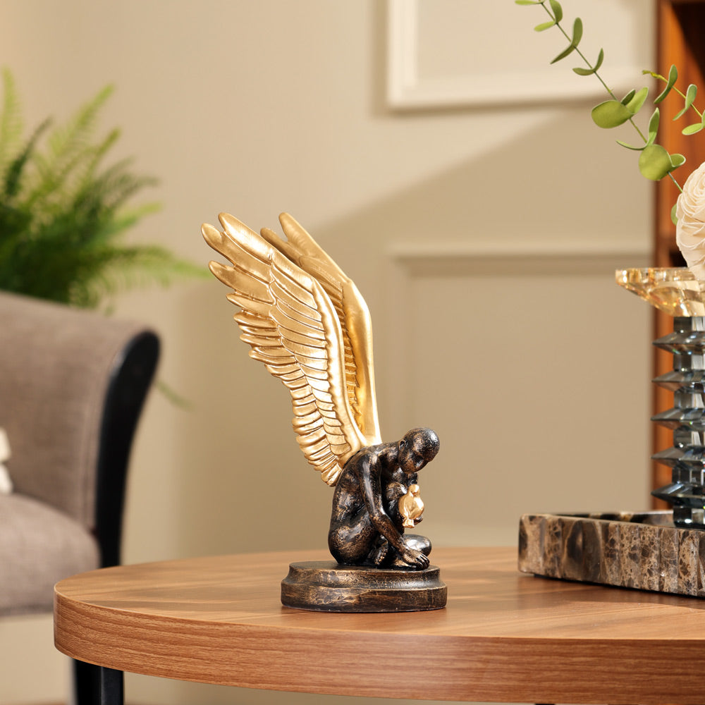 Feather Friends Sculpture Medium - Charcoal Gold