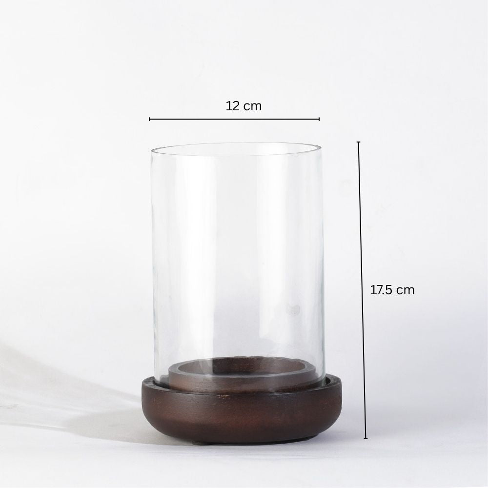 Fera Glass Hurricane Small - Walnut Brown