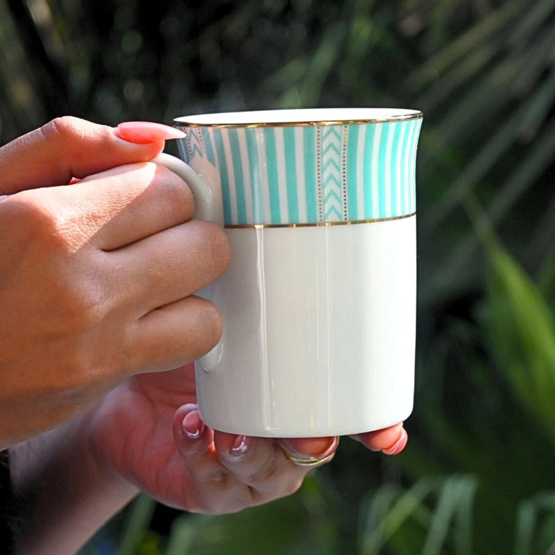 Fete Classic Coffee Mugs, Set of 2 - Stripe Green