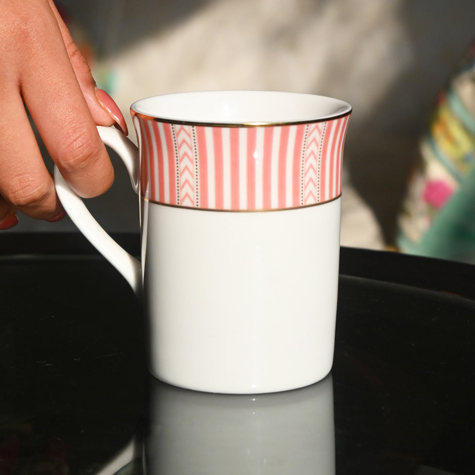 Fete Classic Coffee Mugs, Set of 2 - Stripe Pink