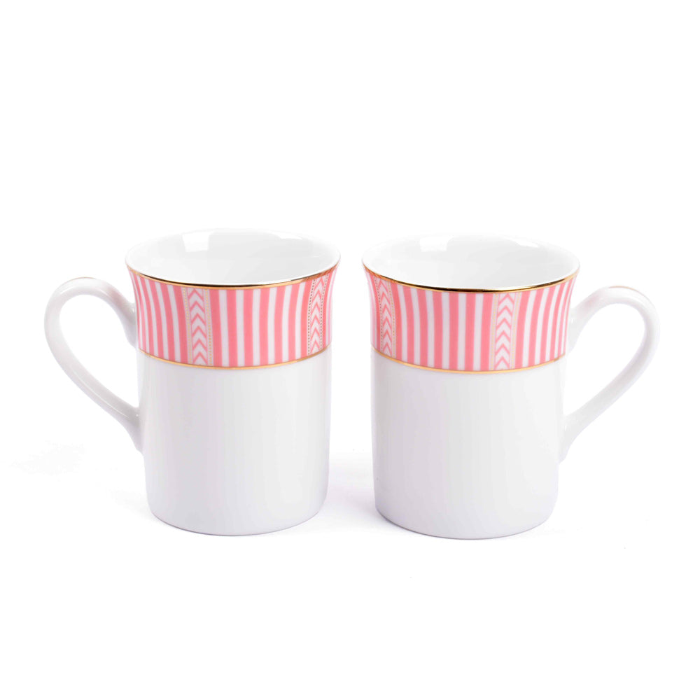 Fete Classic Coffee Mugs, Set of 2 - Stripe Pink