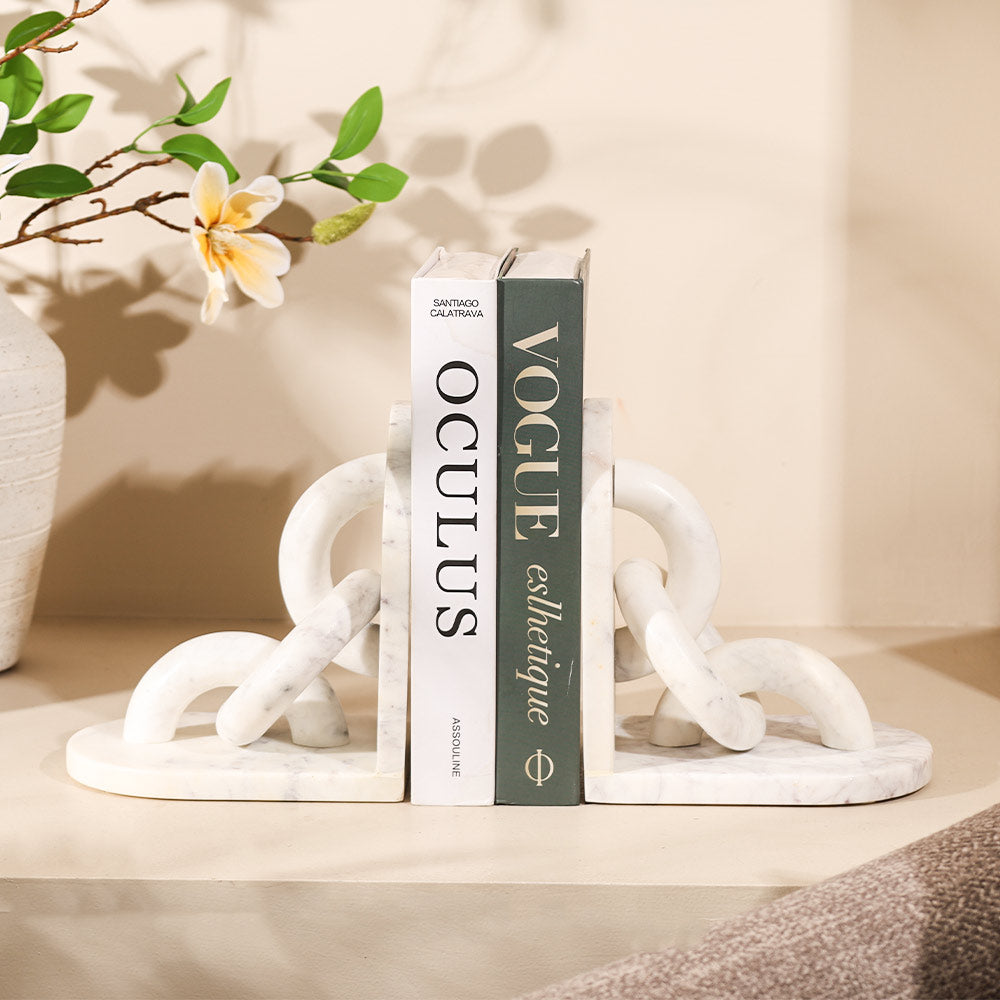 Fetters Marble Bookends, Set of 2 - White