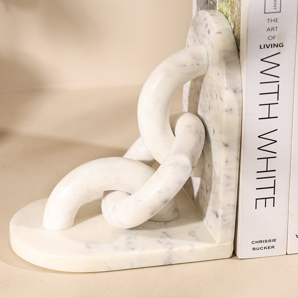 Fetters Marble Bookends, Set of 2 - White
