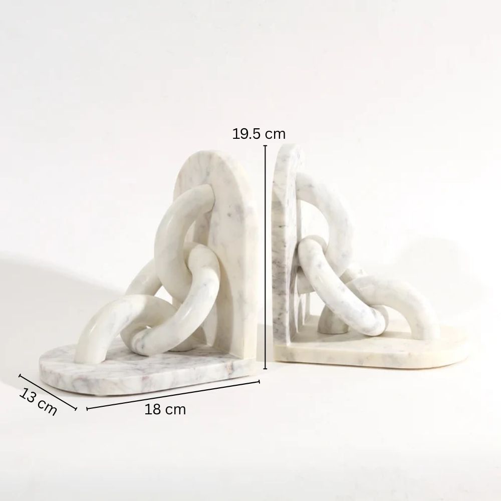 Fetters Marble Bookends, Set of 2 - White
