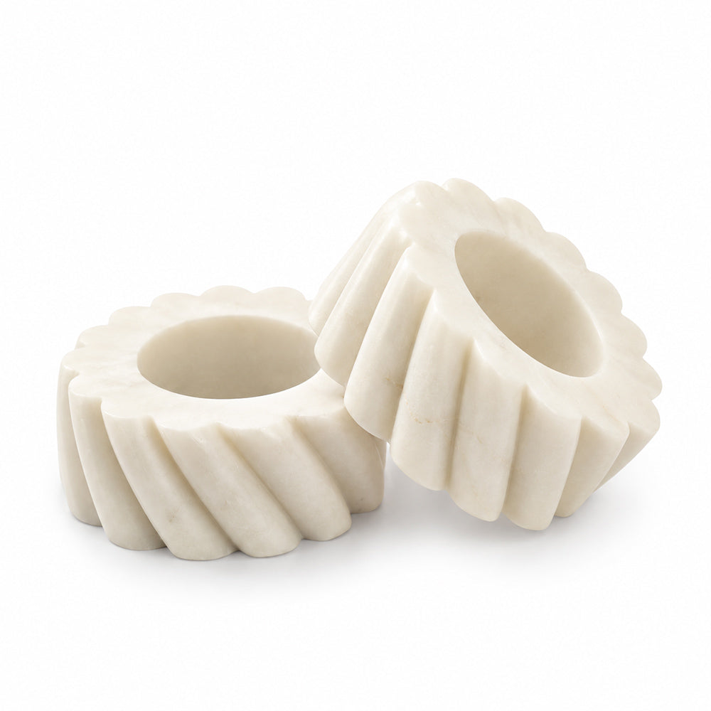 Fides Marble Napkin Rings, Set of 2 - White