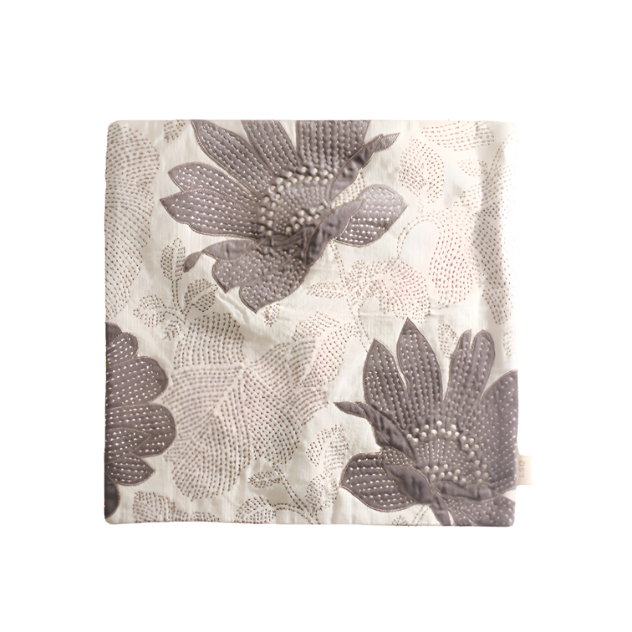 Fiore Applique Cushion Cover 45x45cm - White Grey