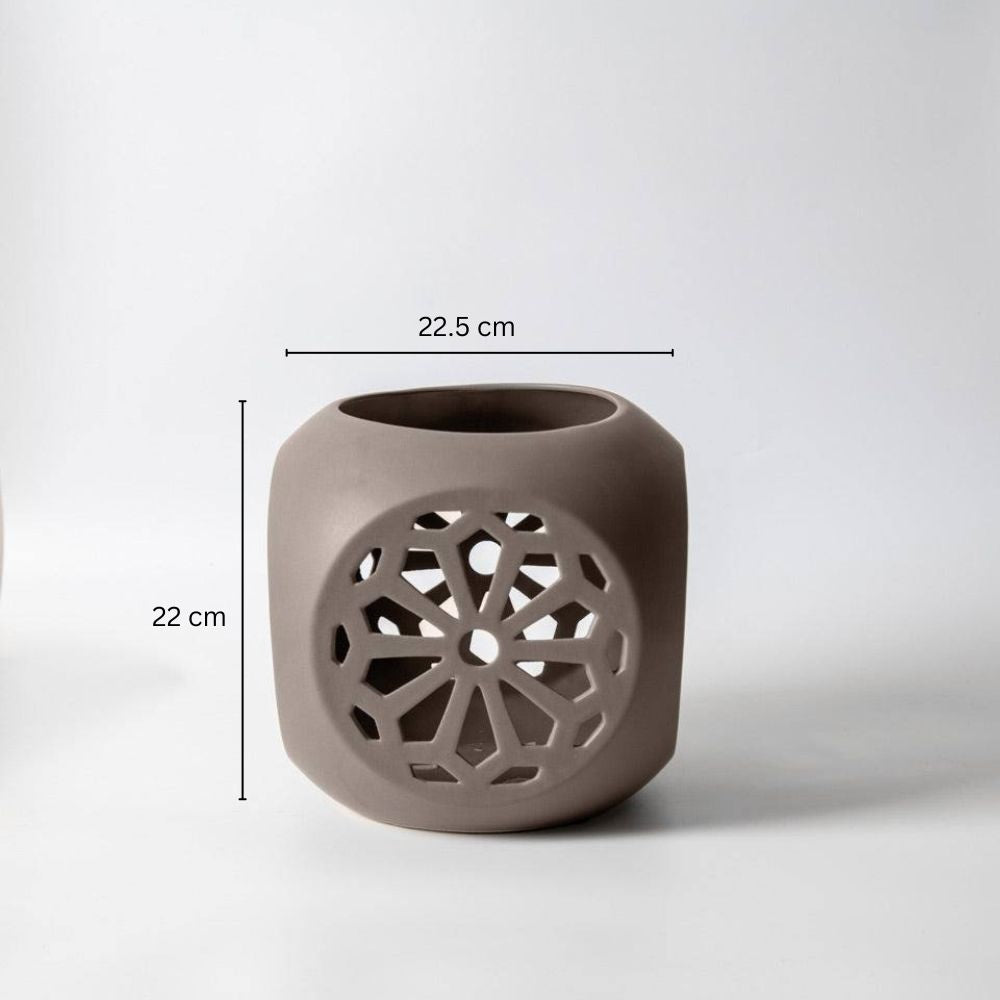 Fiore Ceramic Candle Holder Large - Grey