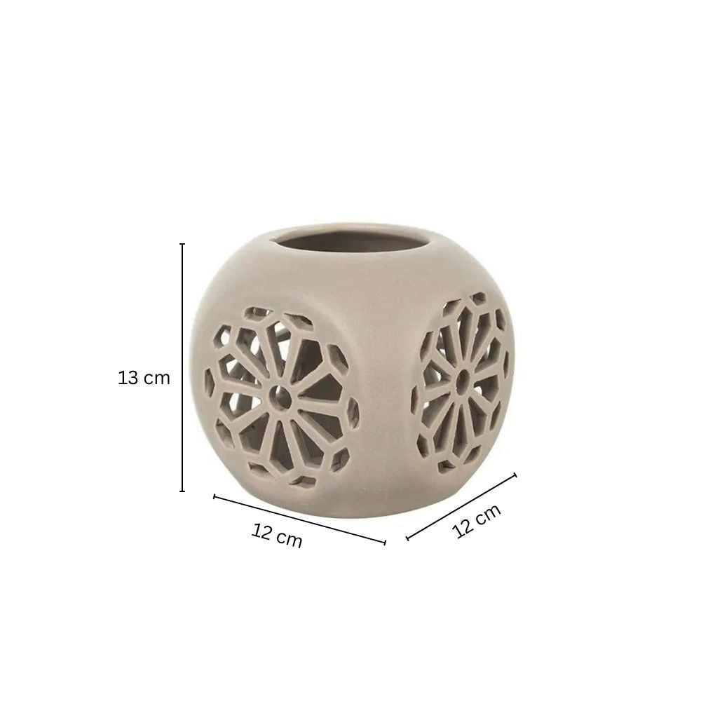 Fiore Ceramic Tealight Holder Medium - Beige