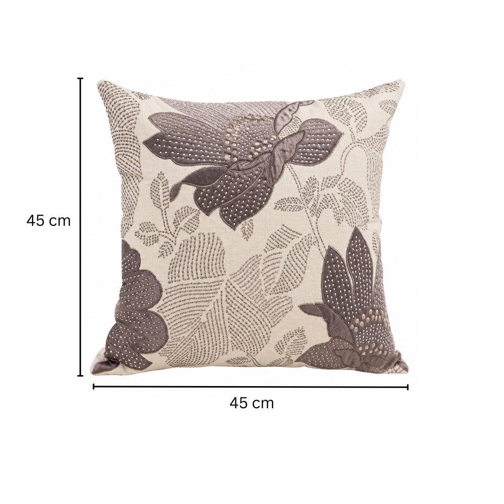 Fiore Applique Cushion Cover 45x45cm - White Grey