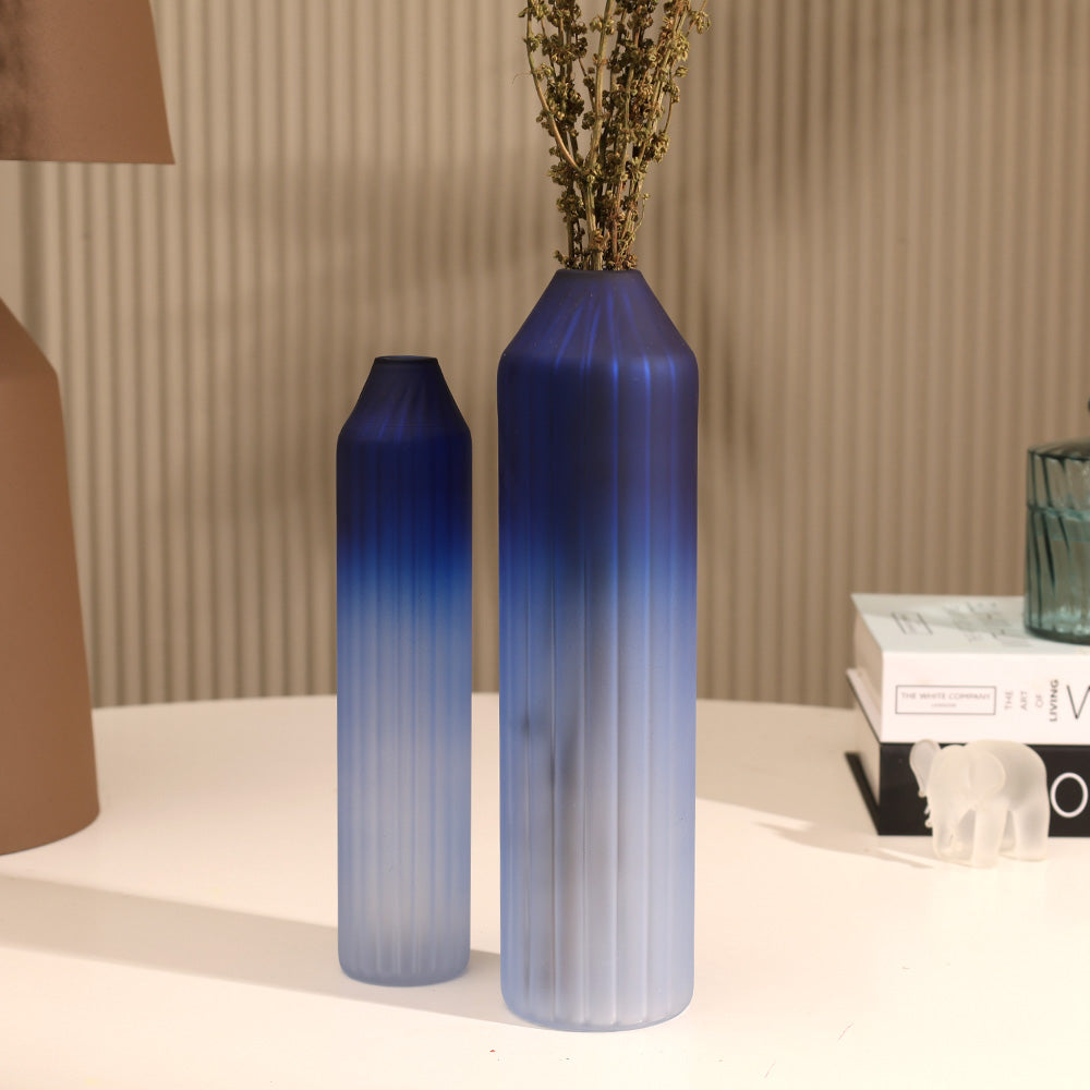 Botella Glass Vase Medium - Frosted Sapphire