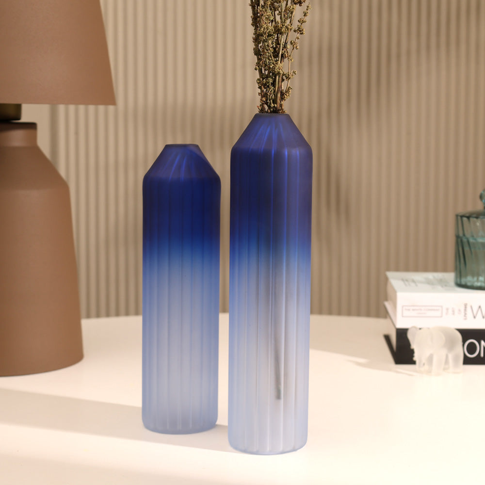 Botella Glass Vase Tall - Frosted Sapphire